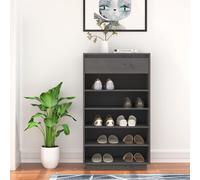 SVV Shoe Cabinet Grey 60x34x105 cm Solid Wood Pine