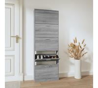 SVV Shoe Cabinet Grey Sonoma 59x17x169 cm Engineered Wood