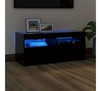SVV TV Cabinet with LED Lights Black 90x35x40 cm