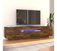 vidaXL TV Cabinet with LED Lights Smoked Oak 160x35x40 cm UK NEW