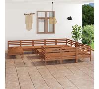Svvalka 12 Piece Garden Lounge Set Honey Brown Solid Wood Pine