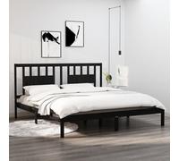 Svvalka 3104087 Bed Frame without Mattress Black Solid Wood 200x200 cm