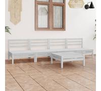 Svvalka 5 Piece Garden Lounge Set White Solid Pinewood