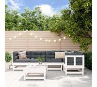 Svvalka 6 Piece Garden Lounge Set White Solid Wood Pine