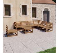 Svvalka 8 Piece Garden Lounge Set Honey Brown Solid Pinewood