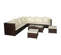 Svvalka 8 Piece Garden Lounge Set with Cushions Poly Rattan Brown
