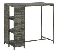 Svvalka Bar Table with Storage Rack Grey 120x60x110 cm Poly Rattan