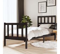 Svvalka Bed Frame Black Solid Wood 75x190 cm 2ft 6 Inch Small Single