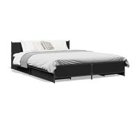 Svvalka Bed Frame with Drawers without Mattress Black 120x190 cm Small Double