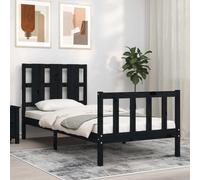 Svvalka Bed Frame without Mattress Black 100x200 cm Solid Wood Pine