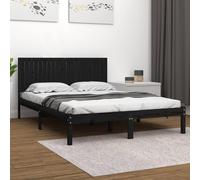 Svvalka Bed Frame without Mattress Black 200x200 cm Solid Wood Pine