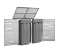 Svvalka Double Wheelie Bin Shed 138x77.5x112.5 cm Stainless Steel