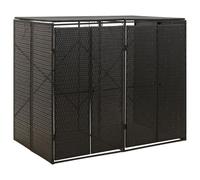 Svvalka Double Wheelie Bin Shed Black 140x80x117 cm Poly Rattan