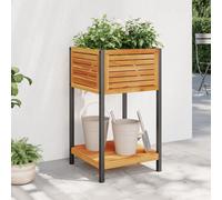 Svvalka Garden Planter with Shelf 45x45x80 cm Solid Wood Acacia and Steel
