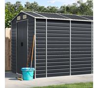 vidaXL Garden Shed Anthracite 191x470x198 cm Galvanised Steel, Black