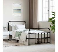 Svvalka Metal Bed Frame without Mattress with Footboard Black 100x200cm