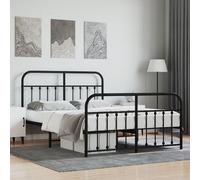Svvalka Metal Bed Frame without Mattress with Footboard Black 140x190cm