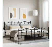 Svvalka Metal Bed Frame without Mattress with Footboard Black 193x203cm