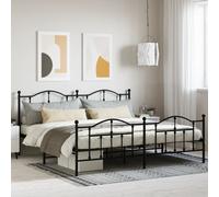 Svvalka Metal Bed Frame without Mattress with Footboard Black 200x200cm