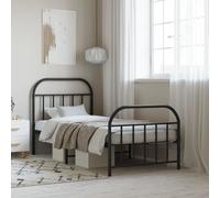 Svvalka Metal Bed Frame without Mattress with Footboard Black 90x200cm