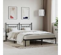 Svvalka Metal Bed Frame without Mattress with Headboard Black 183x213cm