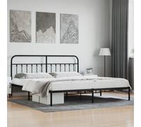 Svvalka Metal Bed Frame without Mattress with Headboard Black 193x203cm