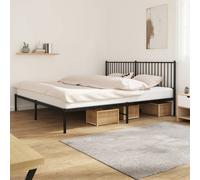 Svvalka Metal Bed Frame without Mattress with Headboard Black 200x200cm