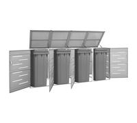 Svvalka Quadruple Wheelie Bin Shed 276.5x77.5x112.5 cm Stainless Steel