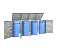 Svvalka Quadruple Wheelie Bin Shed / Store 276.5x77.5x112.5 cm Stainless Steel
