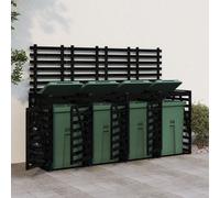 Svvalka Quadruple Wheelie Bin Store Black Solid Wood Pine