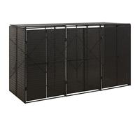 Svvalka Triple Wheelie Bin Shed Black 207x80x117 cm Poly Rattan