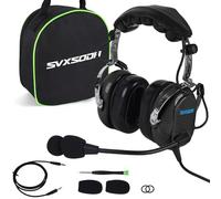 SVXSODA Stereo Mono Audio,GA Headphone Twin Plugs,24 db PNR Noise Reduction Aviation Headset with Mic,for PPL Student Pilots Flight Passengers Ground Crew Technican(629-B) (Black)