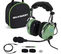 SVXSODA Stereo Mono Audio,GA Headphone Twin Plugs,24 db PNR Noise Reduction Aviation Headset with Mic,for PPL Student Pilots Flight Passengers Ground Crew Technican(629-B) (Light Green)