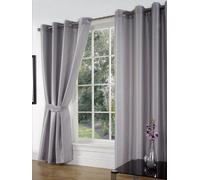 SW Living Faux Silk Pair Curtains Eyelet Ring Top Heading, Lined Inc Tiebacks