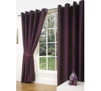 SW Living Faux Silk Pair Curtains Eyelet Ring Top Heading, Lined Inc Tiebacks