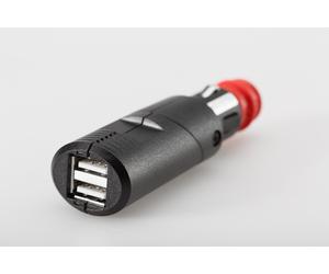 SW-Motech Double USB power port with universal plug - For 12V DIN / cigarette lighter socket. 2x2100 mA.