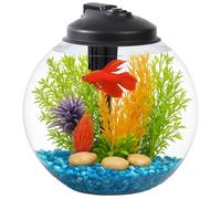 SW PRODUCTS 3-Gallon Fish Tank, Aquarium Starter Kit Includes Power Filter, LED Light with 5V Power Supply, and Full Hood, Ideal for Betta and a Variety of Tropical Fish, Impact-Resistant Plastic