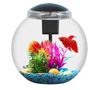 SW PRODUCTS 3 Gallon Globe Fish Tank, Aquarium Starter Kits Ideal for Betta/Nano/Goldfish, Betta Fish Tank with Filter and Light, Power Adapter, Clear Impact-Resistant Plastic, Home décor