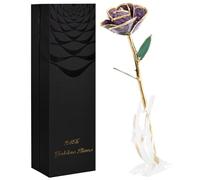 SW Purple Gold Rose Gifts for Women,24k Gold Dipped Real Rose Lasted Forever with Stand Gift for Mom Her,Christmas,Valentines Day, Mothers Day, Birthday