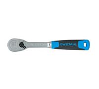 SW-Stahl 06094L Reversible Ratchet 1/4 Inch, 90 Teeth, High Torque 135 Nm | 154 mm Chrome Vanadium Steel Tool with 4 Degree Swivel Angle, 2-Component Ergonomic Handle and Quick Release Button