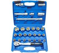 SW-Stahl 07624L Socket Set, 1/2 Inch Drive, Chrome Vanadium, 27 Pieces | Industrial grade tool kit including 12.5 mm square drive sockets for mechanical work and professional workshop use