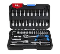 SW-Stahl 07748L Socket Spanner Set 1/4 Inch Hexagonal I Tool Box 48 Pieces I Ratchet Box Small I Ratchet Box for Car I Nut Box with Ratchet I Socket Spanner and Bit Set