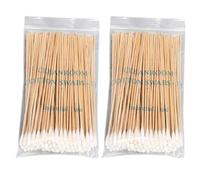 Swabs 100 / 200Pcs Long Wood Handle Swab Ear Cleaning Wound Care Cotton Swab Sanitary Round Cotton Tip Single-Head Cleaning Stick