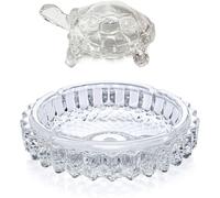 SWACRAFT Feng Shui Crystal Turtle Figurine with Plate, Decorative Tortoise Showpiece for Home, Office Turtle with Plate for Feng Shui and Vastu | Good Luck Crystal Tortoise with Plate