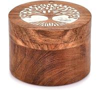 SWACRAFT Mango Wood Tree of Life Urn - 3.5" x 3.5" x 2.5" - Brown - Human & Pet Ashes Keepsake Box