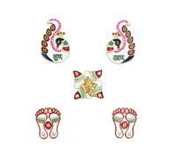 SWACRAFT Peacock Diwali Shubh Labh with Laxmi Charan Paduka Feet Pagala Diwali Door Rangoli Floor Decorations Table Decoration Studded Stones Sequins Traditional Festive Home Door Floor Décor