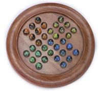 SWACRAFT Wooden Solitaire Toy Board Game with Multicolor Marbles, Vintage Indian Board Games, Solitaire Board Game, Marble Game, Wooden Games, Marble Game- Ideal for Family Fun & Home Décor 9 Inch Dia
