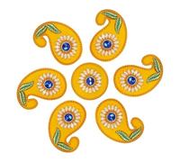 SWACRAFT Yellow Paisley Acrylic Rangoli Set with Laxmi Charan Pagla - Traditional Handmade Rangoli Sticker for Home, Diwali, Wedding, Pooja & Housewarming Décor - 10 x 10 Inch