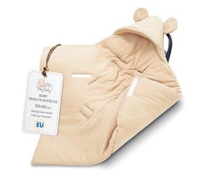 Swaddle Blanket Baby Muslin 90x90 cm footmuff for car seat or Stroller Ideal for Newborns in Warmer Weather Breathable and Lightweight Light Beige