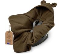 Swaddle Blanket Car Seat Baby Teddy Plush 90x90 cm - Winter Sleeping Bag Footmuff Pushchair Accessory for Newborn Toddler Warm Soft Brown